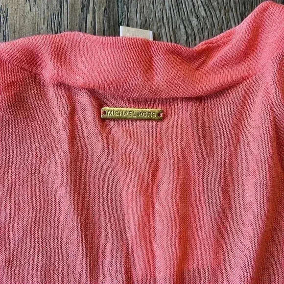 Michael Michael Kors Sweater Pink Long Sleeve Cardigan Sweater Duster Size Large - Picture 10 of 10